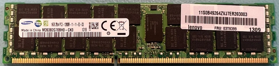 Lenovo 03T8399 16GB PC3-12800 DDR3-1600Mhz RDIMM Server Memory RAM - Image 1 of 1