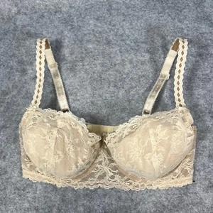Felina Lingerie Women Bra Sz 34DD Beige Lace Mesh Decorated Straps Style 5894 - Picture 1 of 15