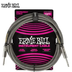 Ernie Ball 6429 10FT Braided 1/4" TS Male Instrument Guitar Cable Silver Fox - Picture 1 of 1