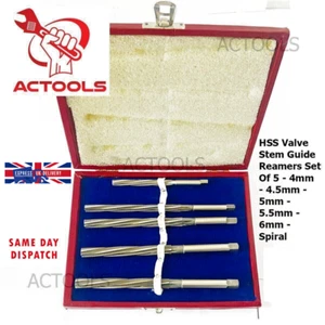 New HSS Valve Stem Guide Reamers Set Of 5 Pcs ( 4mm to 6mm)Spiral UK ACTOOLS - Picture 1 of 18