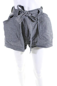 Derek Lam 10 Crosby Womens Black Houndstooth Linen Belted Casual Shorts Size 12