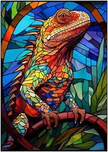 Puzzle Iguana in vetro colorato 300/500/1000 pezzi - Foto 1 di 4