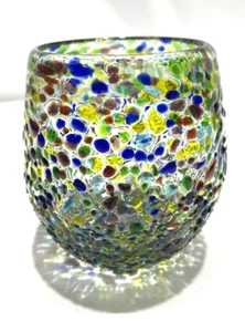 Wind & Weather Wine Glass Recycled Confetti Stemless Replacement or Votive 4.25" - Picture 1 of 5