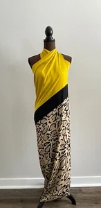 New Gucci Oversize Shawl Mustard Yellow Gold Animal Print Silk Wrap Scarf - Picture 1 of 22