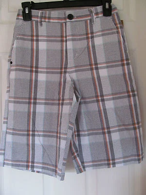NWT Boy's Zoo York Orange,Black,White,Blue Plaid Shorts size 12 - Image 1 of 4