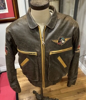 De colección Años 90 Jeff Hamilton Disney Mickey Mouse Edición Limitada Chaqueta bomber de cuero Foto 1 de 4