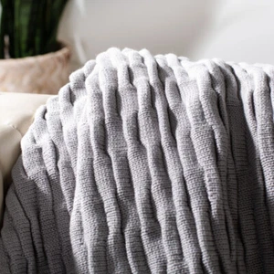 SAFAVIEH Noela Knit Throw Blanket | Grey | - Picture 1 of 2
