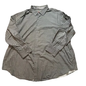 Robert Graham Mens 3XL Classic Flip Cuff Gray Geometric Check Button Up Shirt - Picture 1 of 7