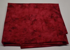Batik fabric piece PLUMAGE CARDINAL watercolor mottle dark pink red 3/4 yard - Picture 1 of 3