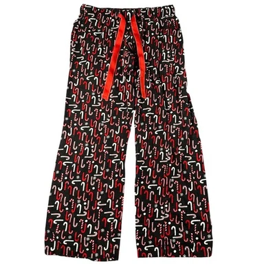 Old Navy Candy Cane Lounge Pants Womens Small Black Holiday Pajama Pants Drawstr - Image 1 of 4