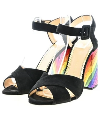 Sandálias femininas CHARLOTTE OLYMPIA tamanho 37 camurça preta - Imagem 1 de 4