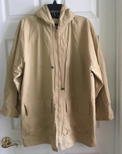 Totes Women's Tan Hooded Plaid Lined Raincoat Jacket Size M - Picture 1 of 8