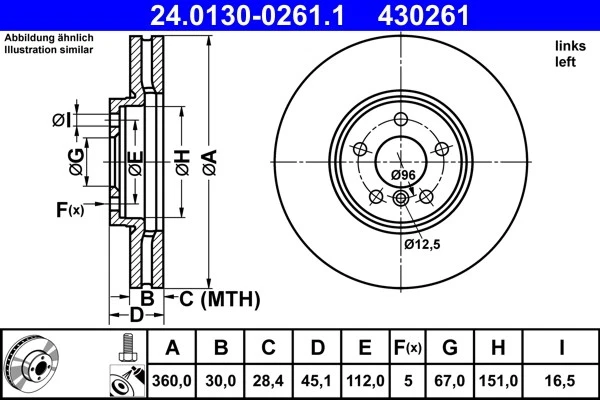 Disco freno Assale anteriore Sx per BMW MINI 1 2 MINI MINI CLUBMAN MINI COUNTRYM - Imagen 1 de 1