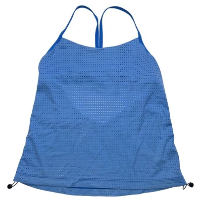 Maiô Nike Feminino Dri Fit Regata Azul Atlético Sem Mangas Top Médio - Imagem 1 de 4