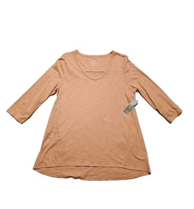 Chico's Slub T-Shirt Hi Low 3Q Ärmel Neu mit Etikett Damengröße 1 pfirsichfarben - Bild 1 von 8