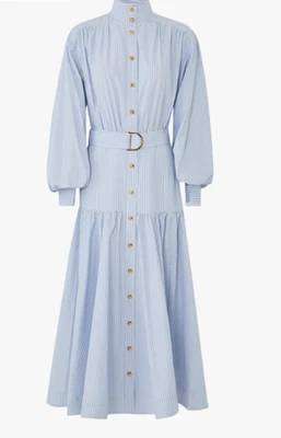 Vestido midi Zimmermann listrado utilitário com cinto manga longa tamanho 1/EUA 6 - Imagem 1 de 4