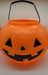 Halloween HUGE Pumpkin Candy Bucket Blow Mold USA 12.5" X 16" Wide General Foam - Picture 1 of 4