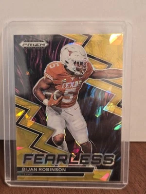 2023 Panini Prizm Draft Picks Bijan Robinson Fearless Gold Ice #F-21 - Image 1 of 2