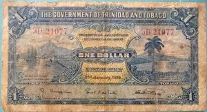 TRINIDAD AND TOBAGO 1 DOLLAR NOTE  ISSUED 02.01. 1939 , P5 b, - Picture 1 of 2