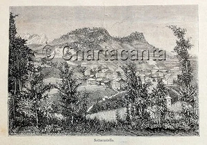 1881 Radierung ANSICHT UNTERSCHLOSS PIEVE DI CADORE BELLUNO - Bild 1 von 1