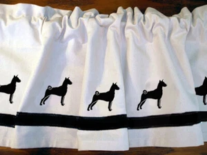 Basenji Dog Window Valance in Your Choice of Colors Handmade Decor - Picture 1 of 10
