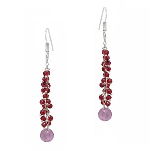 Gehna Jaipur Garnet, Amethyst Gemstone Earrings Made In 925 Silver ES-1121 - Picture 1 of 5