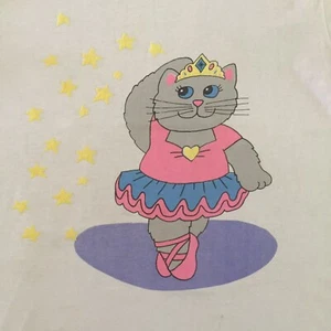 Vtg 80s Ballerina Kitten Cat T Shirt Sz Medium Single Stitch Thin Princess - Picture 1 of 3