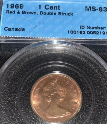 1969 Canada Elizabeth II 1C Penny Double Struck - Image 1 of 4