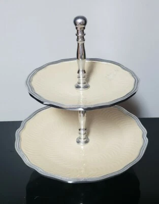 Godinger Two Tier  Aluminum Snack Serving Tray Cake Stand  - Image 1 of 4