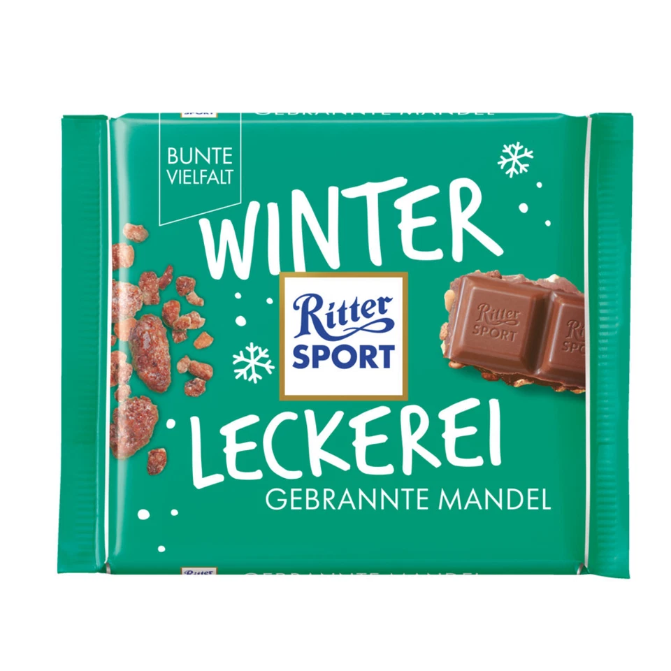 WEIHNACHTEN-SCHOKOLADE Cavaliere Sport Mandorle Bruciate Delizia Invernale Cioccolato al Latte Intero 100g