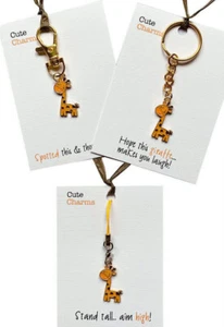 Urocze charmsy! ŻYRAFA zapięcie/telefon charm. Różne slogany. Urodziny itp! - Zdjęcie 1 z 21