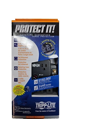 TRIPP LITE TLP606RNET  Surge Protector, 6 Outlet 1440 Jule, New! - Image 1 of 2