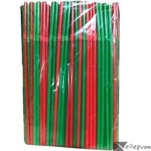 Christmas Holiday Flexible Bendy Disposable Plastic Straws, Red Green, 100 Pack - Picture 1 of 1