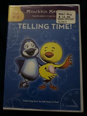 Munchkin Math: Telling Time (DVD, 2007)Mucking Math LLC. MADE IN USA. For 2-9y — 第 1/2 张图片