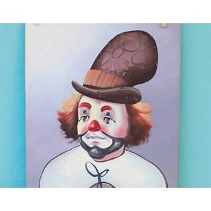 Original Scary Clown Painting Oil on Canvas Signed Jenkins 20 x 16 Unmounted - Picture 1 of 6