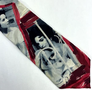 Elizabeth Taylor Mens Tie, Liz, Cat On a Hot Tin Roof, Red Black & White - Picture 1 of 9
