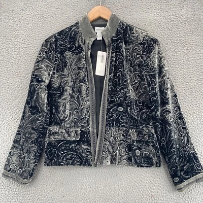 Jaqueta Chicos Feminina 0 EUA Pequena Nikko Prata Veludo Barroco Mistura de Seda Bolso Novo com etiquetas - Imagem 1 de 4