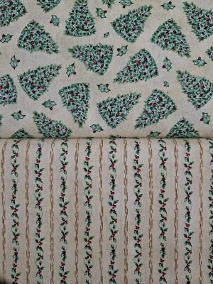 De colección ~ Tela de Navidad ~ Coordinación ~ Fuera de Uso ~ Algodón ~ Acebo, árboles ~ NUEVO ~ BTHY Foto 1 de 4