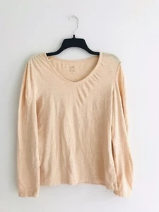 J Jill Satin Stitch Tee Womens Size M Long Sleeves Orange Pullover Scoop Neck - Picture 1 of 8