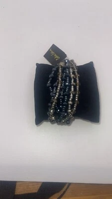 Набор из 7 эластичных браслетов с бисером Cookie Lee. Черный и серебристый. Новый с Ярлыками. Стиль 89976 - Изображение 1 из 4