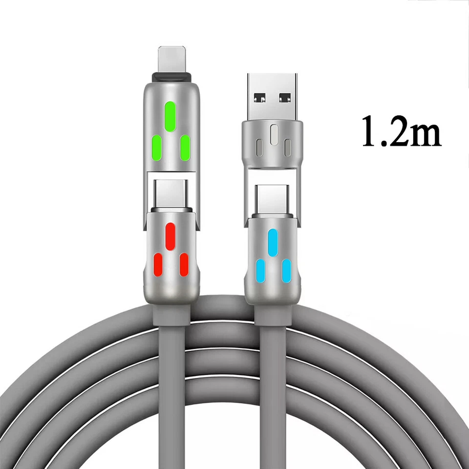 4-in-1 USB C Cable 240W 4FT Fit For Apple Cable Fast Charging 480Mbps Data Sync - Image 1 of 4