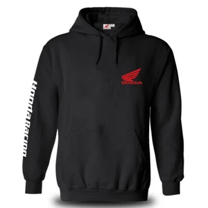 Genuine Honda Red Motocross Motorcycle Racing Superbike Bike Black Hooded Hoodie - Picture 1 of 5