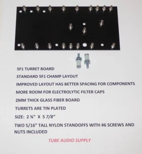 5F1 TWEED CHAMP TURRET BOARD, IMPROVED SPACING, TINNED TURRETS, W/STANDOFFS - Picture 1 of 2
