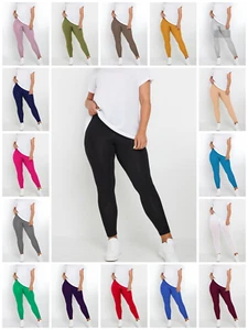 WOMANS PLAIN LEGGINGS NEW VISCOSE FULL LENGTH LADIES UK SIZE 8-26 - Picture 1 of 19
