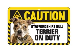 Dog Sign Caution Beware - Staffordshire Bull Terrier - Staffy - Picture 1 of 4