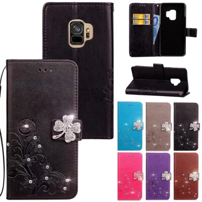 Pattern Leather Bling Card Wallet Magnetic Case Cover For Samsung Galaxy Phones/ - Image 1 of 4