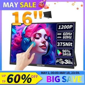 16inch Touch Portable Monitor 16:10 96%sRGB 350Cd/m² Second Screen For Laptop Wi - Picture 1 of 7