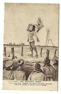 ANTIGUA POSTAL Nuestros Ejércitos Adaptables Bruce Bairnsfather nd.c. Primera Guerra Mundial de 1910 - Imagen 1 de 2