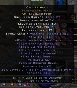 Diablo 2 Resurrected D2R: 6 BO Call to Arms CTA Blade  - SC -PC - NL - Picture 1 of 1