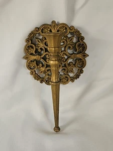 MCM Gótico De Colección Años 70 HOMCO Aplique de Pared Candelabro Aplique Decoración de Pared Dorado - Imagen 1 de 9